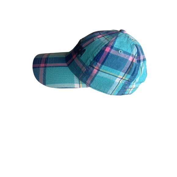 American Needle Onwentsia Plaid Cap Adjustable Strap Turquoise & Pink Cotton - Picture 2 of 5